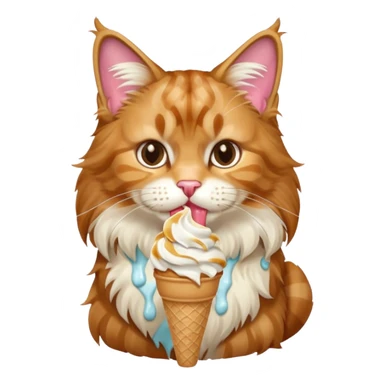 cute maine coon cat eating ice cream sticker