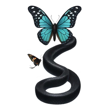 a black snake breaking off and turning into a butterfly sticker