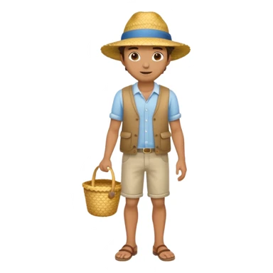 full body man with strow hat sticker