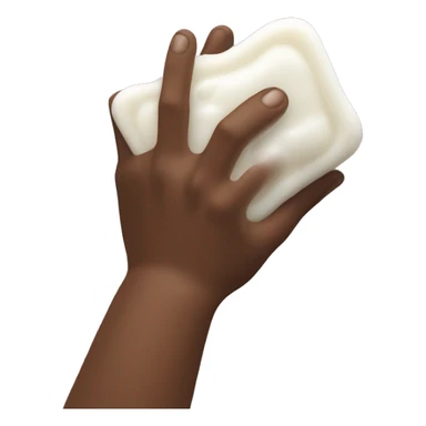 a hand holding a bar of soap covered in foamy bubbles sticker