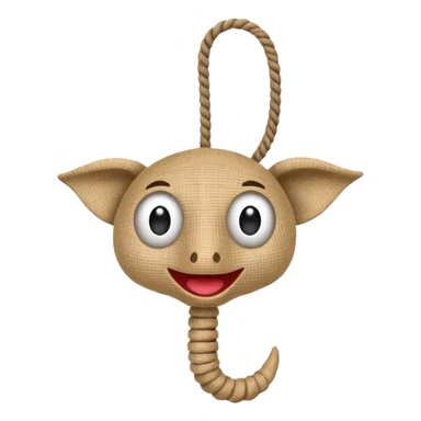 quirky burlap puppet with expressive eyes and rope-like tail sticker