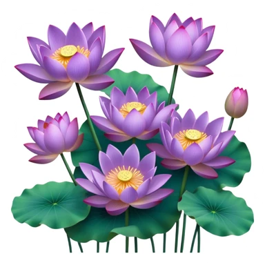 bunch Purple Lotus,stem, Lotus leaf sticker