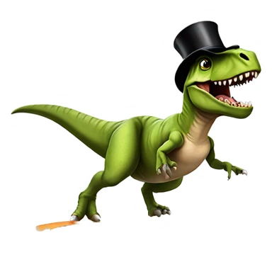 T-Rex On a trampoline back flipping while wearing a top hat sticker