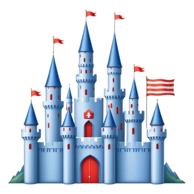 The flag has a yellow background with four horizontal red stripes running across it. In the upper left corner, there is a blue rectangle containing a white, stylized castle with three towers, the middle tower being taller than the others. sticker