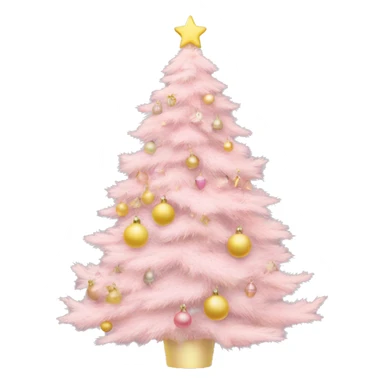 pastel pink christmas tree with pastel pink and pastel yellow ornaments，more details sticker