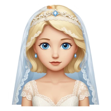 Blonde lady with blue eyes, in a Lace wedding dress sticker