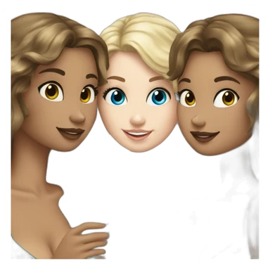 Three beautiful mermaids (two brown hair with brown eyes and blond one with blue eyes) drinking prosecco sticker