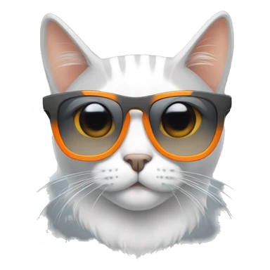grey white and orange cat with sunglasses  sticker