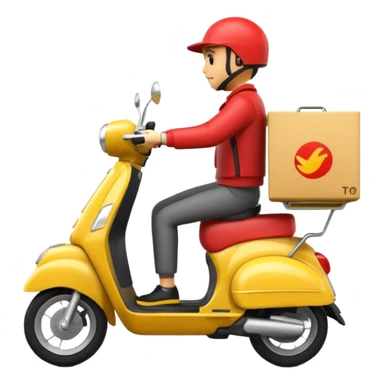 an animated emoji of a food delivery scooter whizzing past fast sticker
