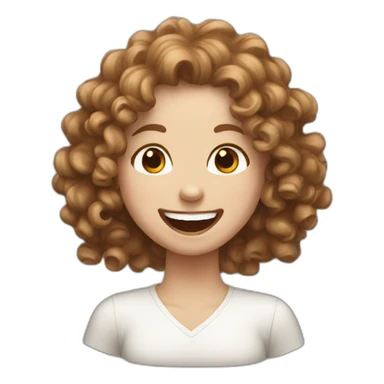 Curly White girl with brown hair laughing sticker