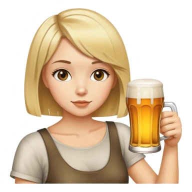 blonde girl with bob haircut drinking a beer sticker