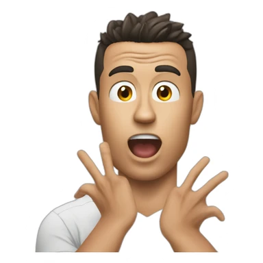 Ronaldo shocked with is two hand on his face happy sticker