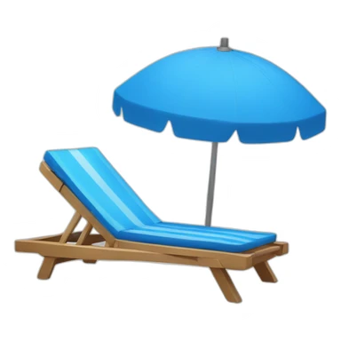 A sunbed with a parasol, colored blue sticker