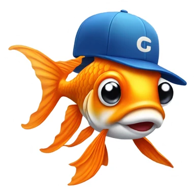 Goldfish with baseball hat sticker