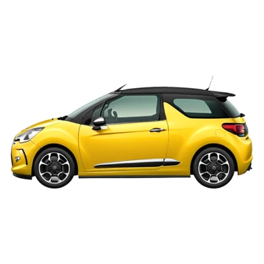 Yellow car Citroen DS3 with black roof like from car catalog  sticker