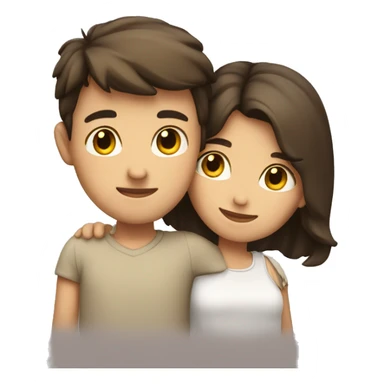 brunette emoji boy and girl hugging  sticker