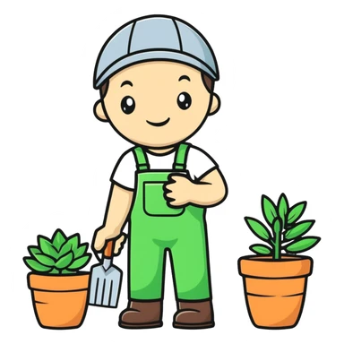 young white gardener sticker