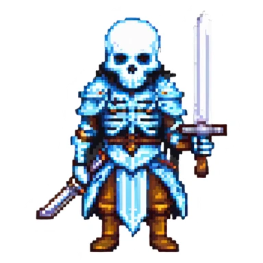 pixel art skeleton warrior, sword raised sticker