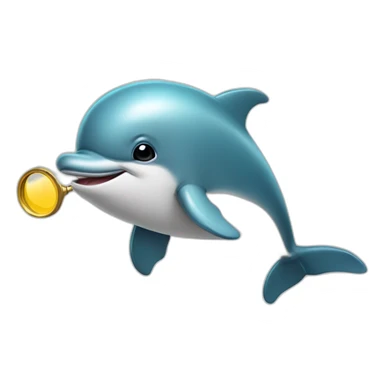A playful dolphin with a detective's visor, flipping a magnifying glass with its snout. sticker