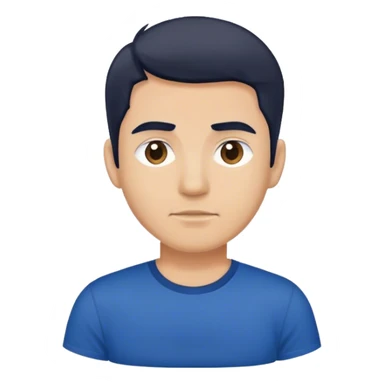 A white and dark hair men wearing a dark blue t-shirt sticker