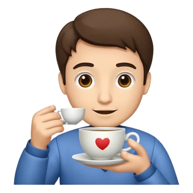 man holding teacup sticker