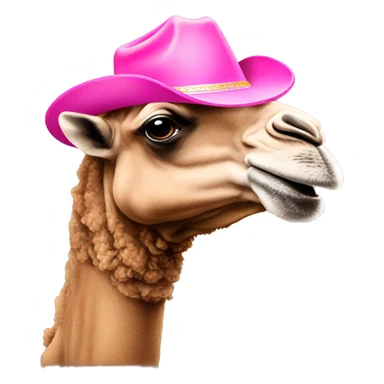 A camel wearing a pink cowboy hat  sticker
