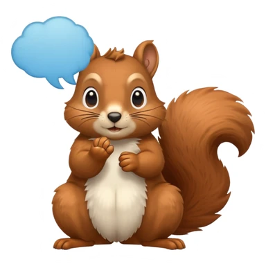 a squirrel standing with a paw on its cheek and a big thought bubble above its head, looking pensive sticker