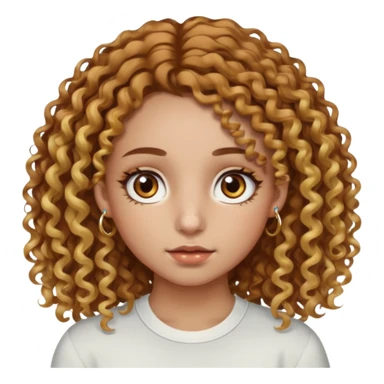 A girl with brown curly hair and blonde edges side parted with hazel central heterochromia eyes and a nose ring sticker