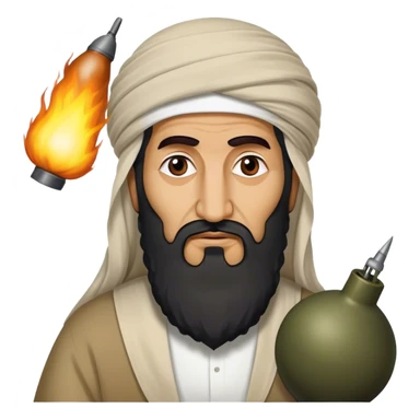 Osama bin Laden with bomb sticker