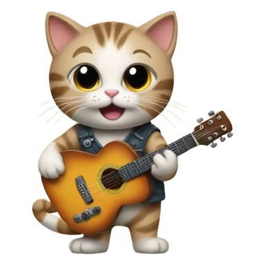 Wee cat playing the guitr sticker