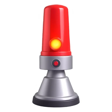 3D render of a red emergency siren light with a bright glow on top of a silver base, in Pixar-style, soft shadows, isolated on white background, professional but playful look

 sticker