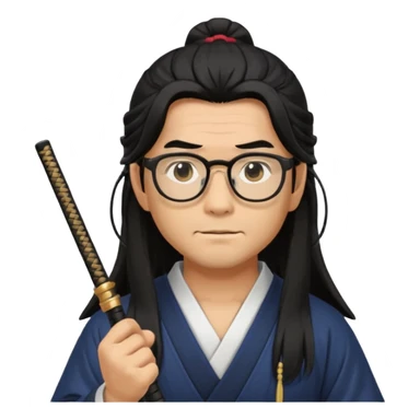 Long Haired Samurai with Glasses,Long-haired ronin adjusting spectacles sticker