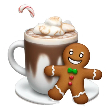 Gingerbread man drinking hot chocolate sticker