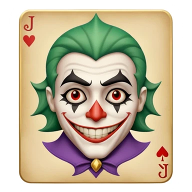 1 poker card, perfectly squared card, with crazy colorful human jolly joker inside, magic star symbol with a "J" sticker