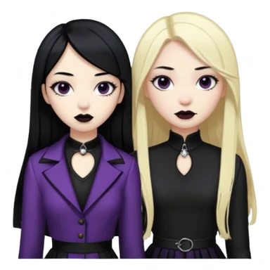 Asian girl black hair and blonde white girl dressed goth sticker