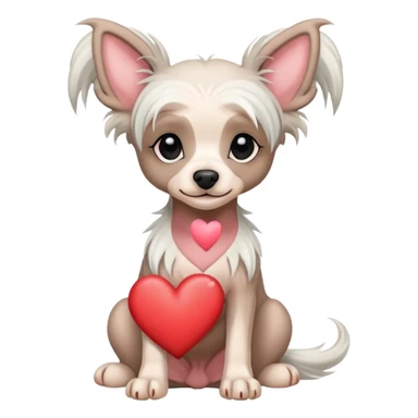 Chinese crested dog heart sticker