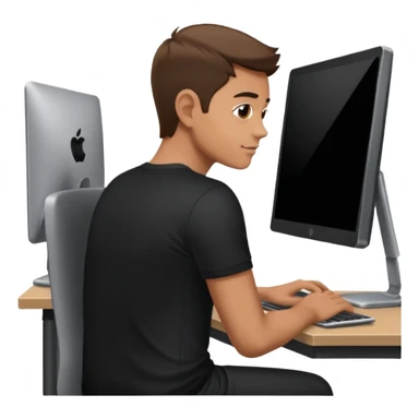 Man with hand on lap moving view from back Infront of computer  sticker