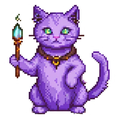 purple cat casting a spell sticker