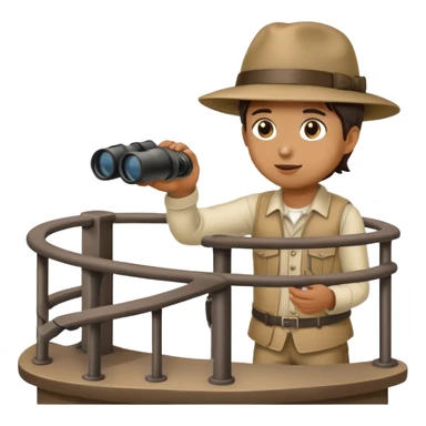 Person looking out with binoculars from a watchtower sticker