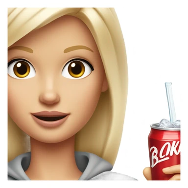 Blonde Barbie wearing light gray sweatshirt, holding a glass of cola on ice  sticker