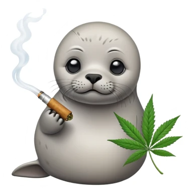 Grey slim baby seal Smoking cannabis weeds sticker