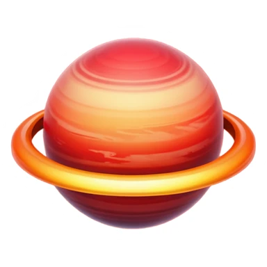 gradient planet planet with ring, glowing, red sticker