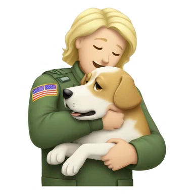 a vet hugging shaggy blonde dog sticker