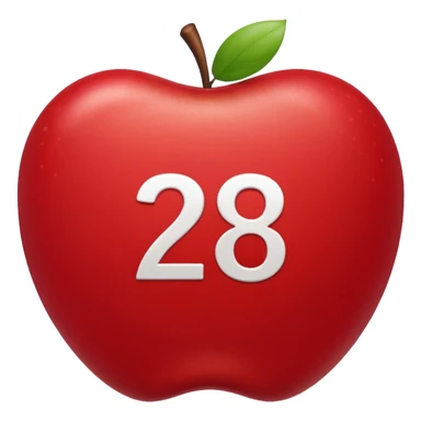 calendar with number 28, red top, apple style emoji sticker