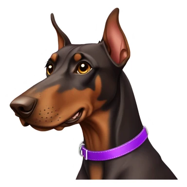  brown Doberman with purple collar sticker