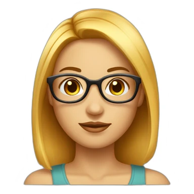 femme avec cheveux lisses coupe carré tête ronde peau mate possèdent des lunettes  sticker