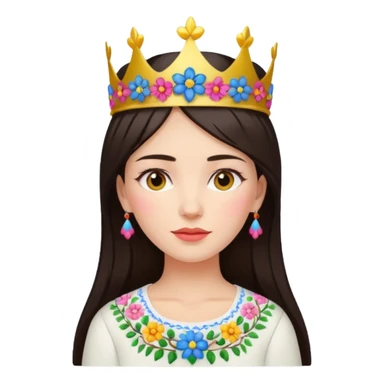 Ukrainian woman in a white embroidered shirt with dark hair and a crown of flowers on her head sticker