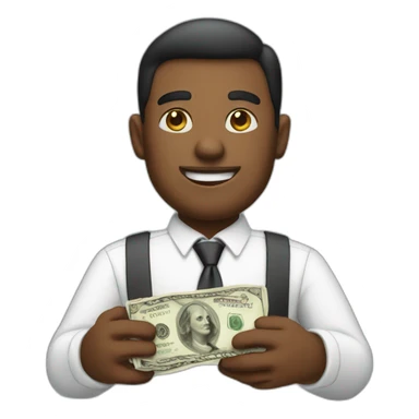 business man giving money sticker