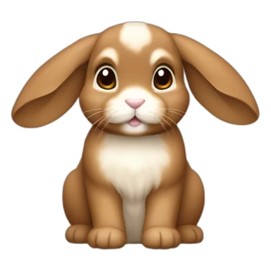 holland lop pure brown rabbit with floppy ears in apple iOS emoji style sticker