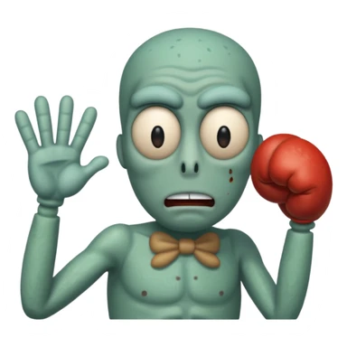 Squidward getting beat up by mr Krabs  sticker